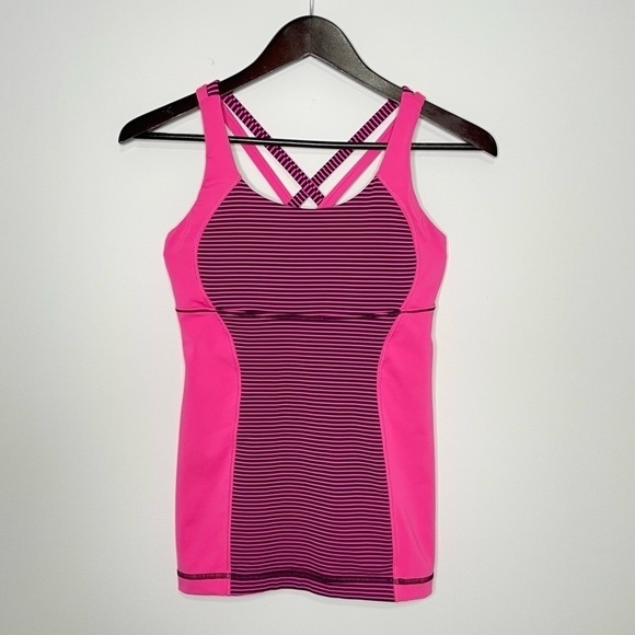 ❤️ Lululemon Energy Tank in Hyper Stripe Raspberry A3 - Picture 3 of 9
